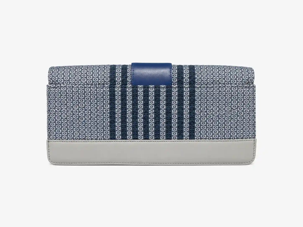 Berlin Clutch Loop Topaz back view — multi color genuine nappa leather with matte gold hardware