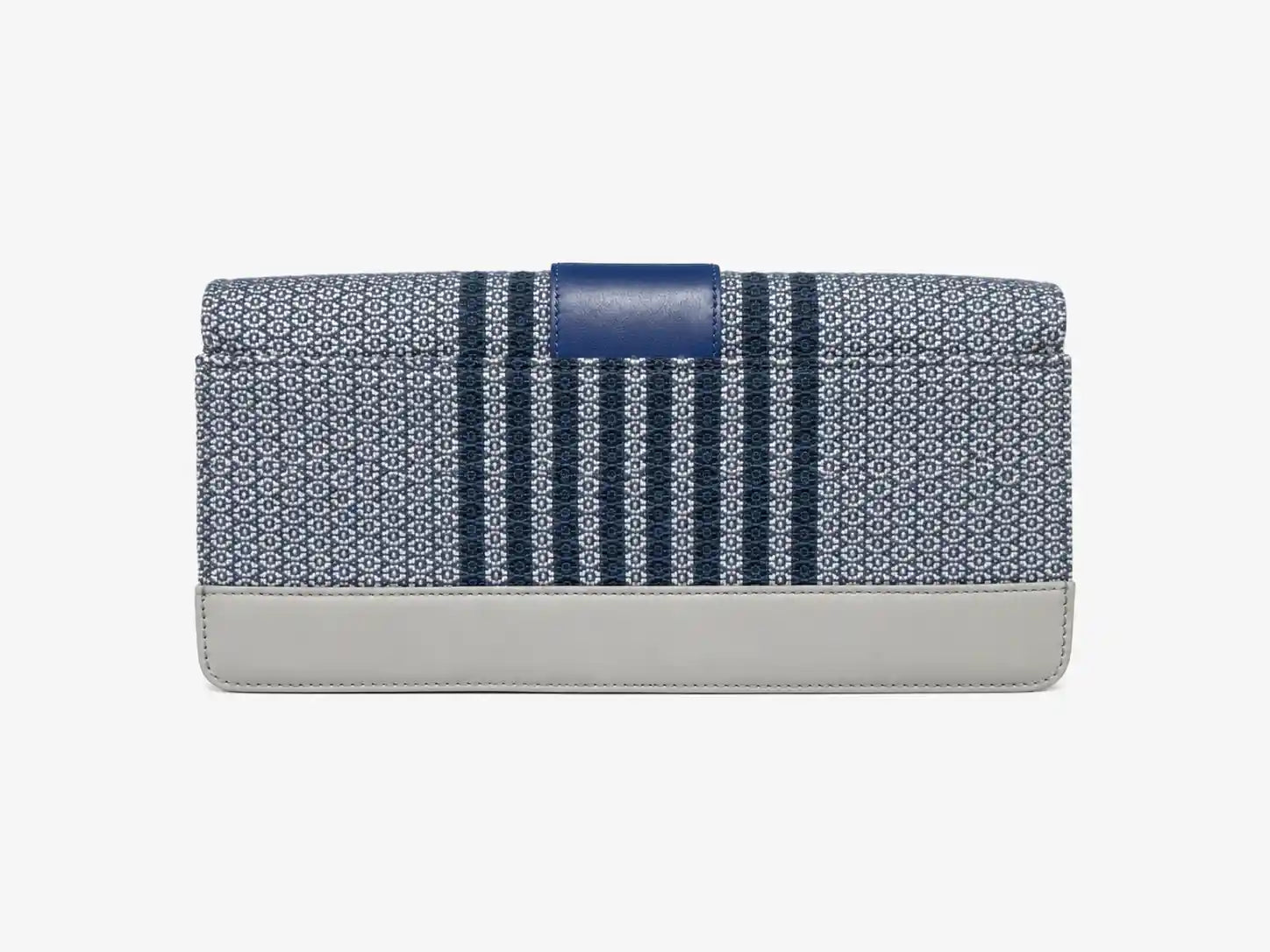 Berlin Clutch Loop Topaz back view — multi color genuine nappa leather with matte gold hardware