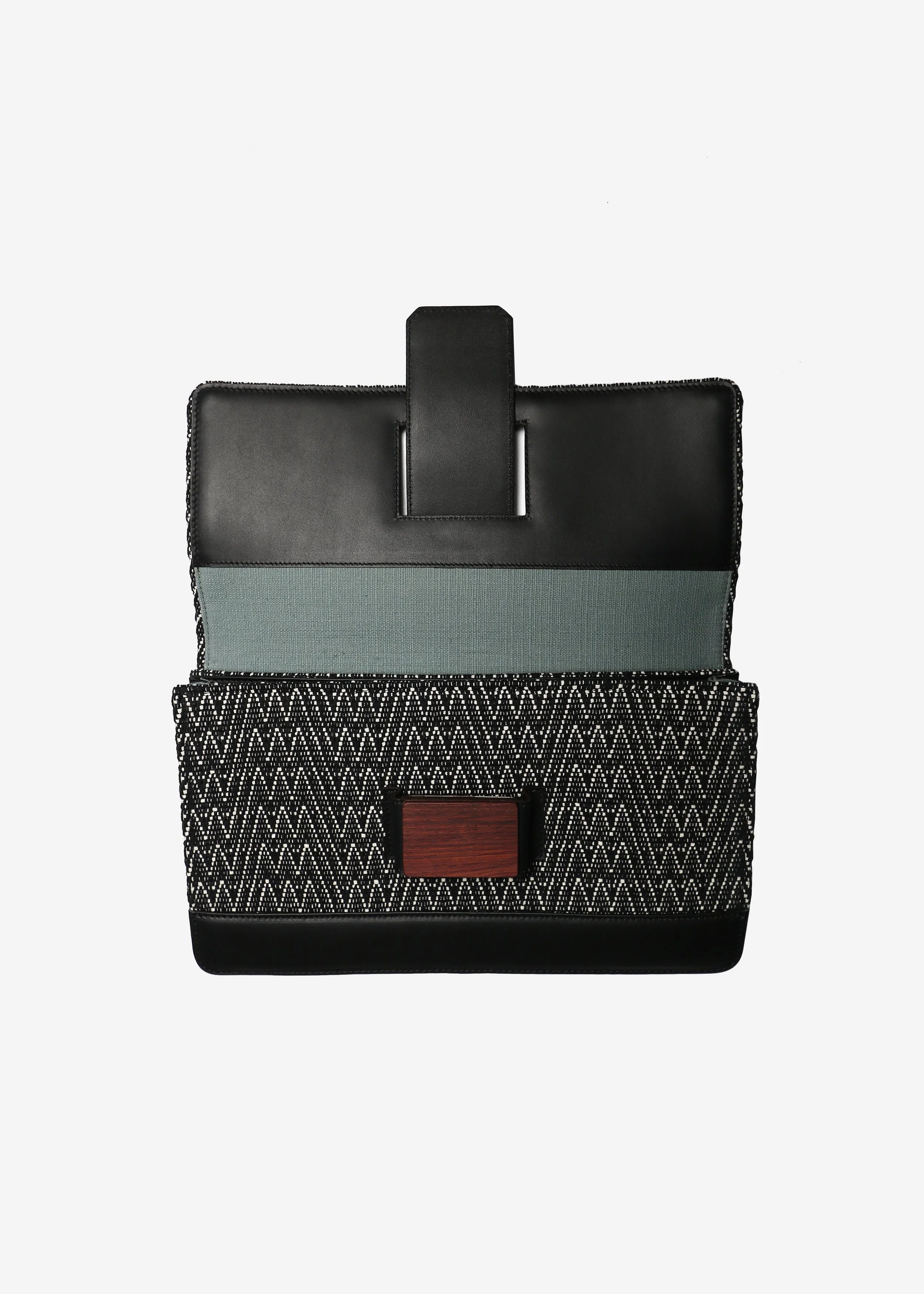 Berlin Clutch - Peak Noir with Black Leather
