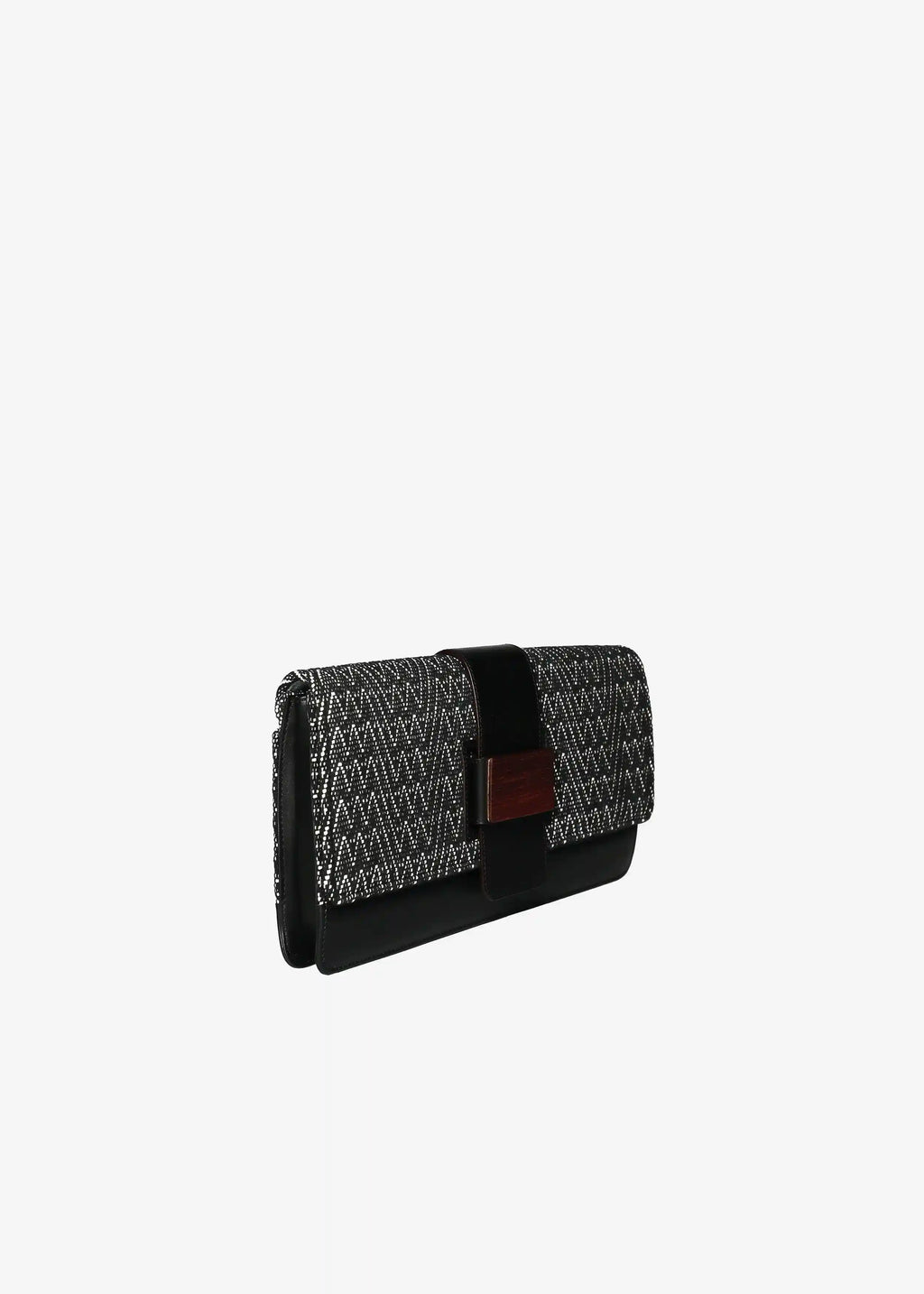 Berlin Clutch Peak Noir side profile — tapered structure with black nappa leather trim