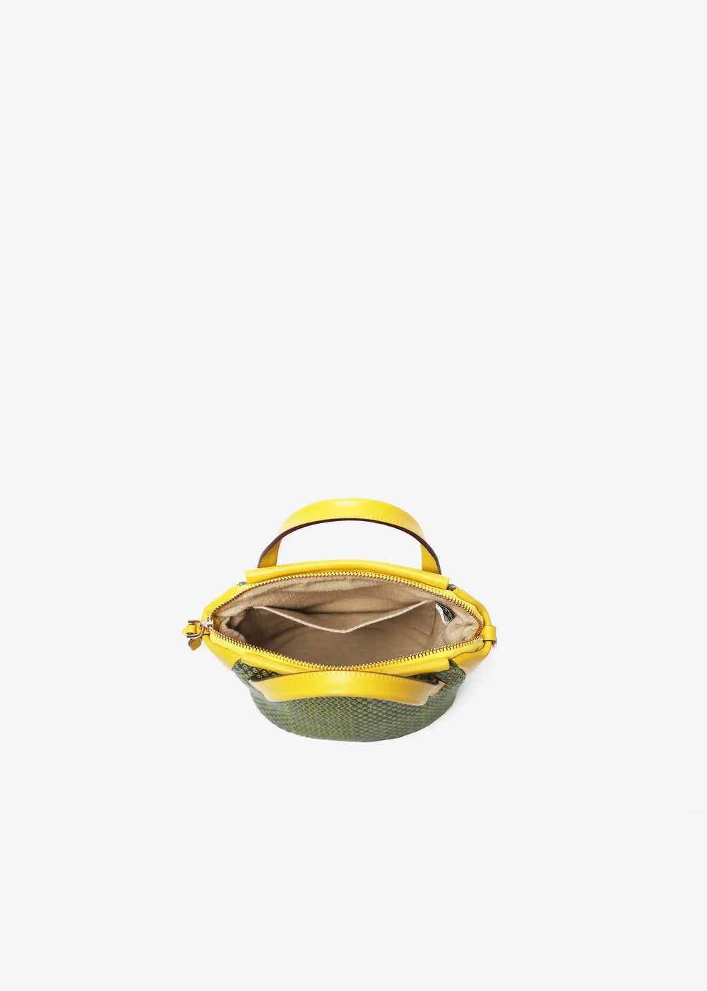 Chicago Mini Dream Green Mango bag interior showing one pocket and zipper closure