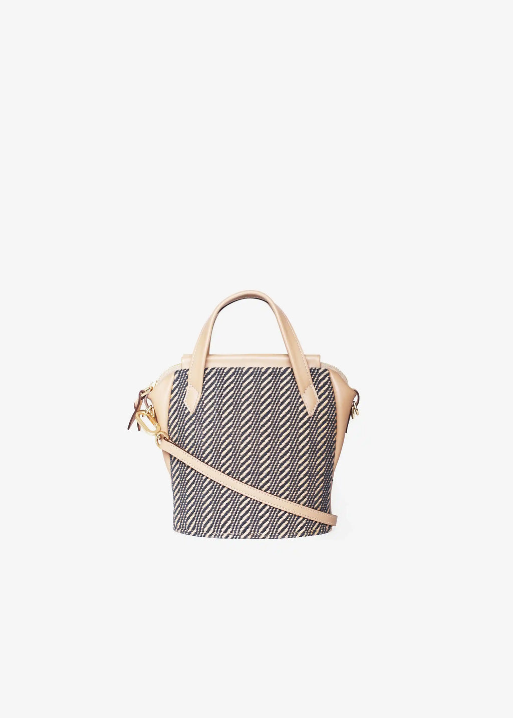 Chicago Mini Twist Dusk bag back view — beige genuine nappa leather with matte gold hardware