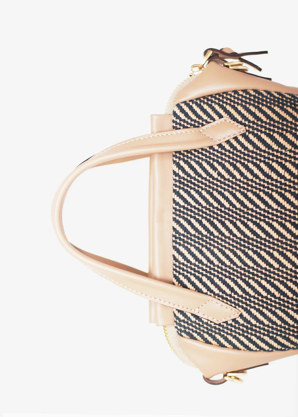 Chicago Mini Twist Dusk bag detail — beige nappa leather handles and matte gold hardware