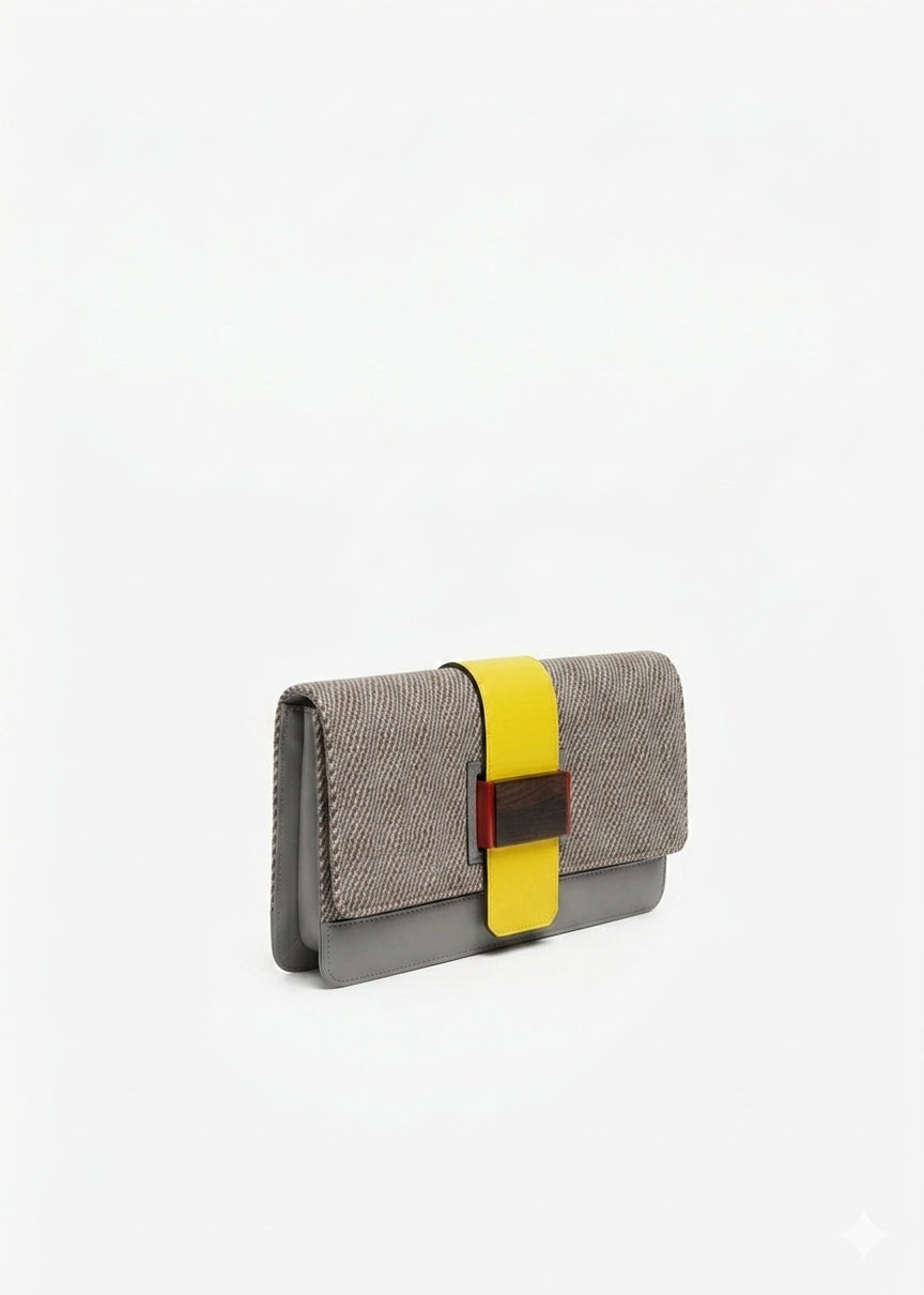 Berlin Clutch - Rise Sandstone with Multi-Color Leather