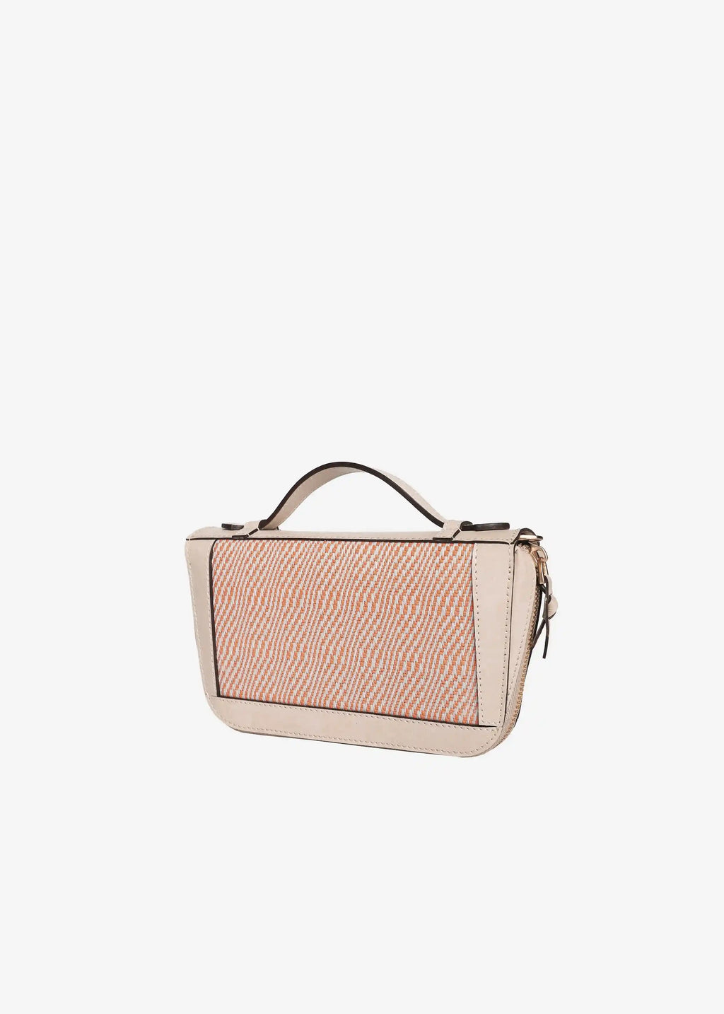 Paris Rise Coral bag side profile — cream nappa leather with matte gold hardware