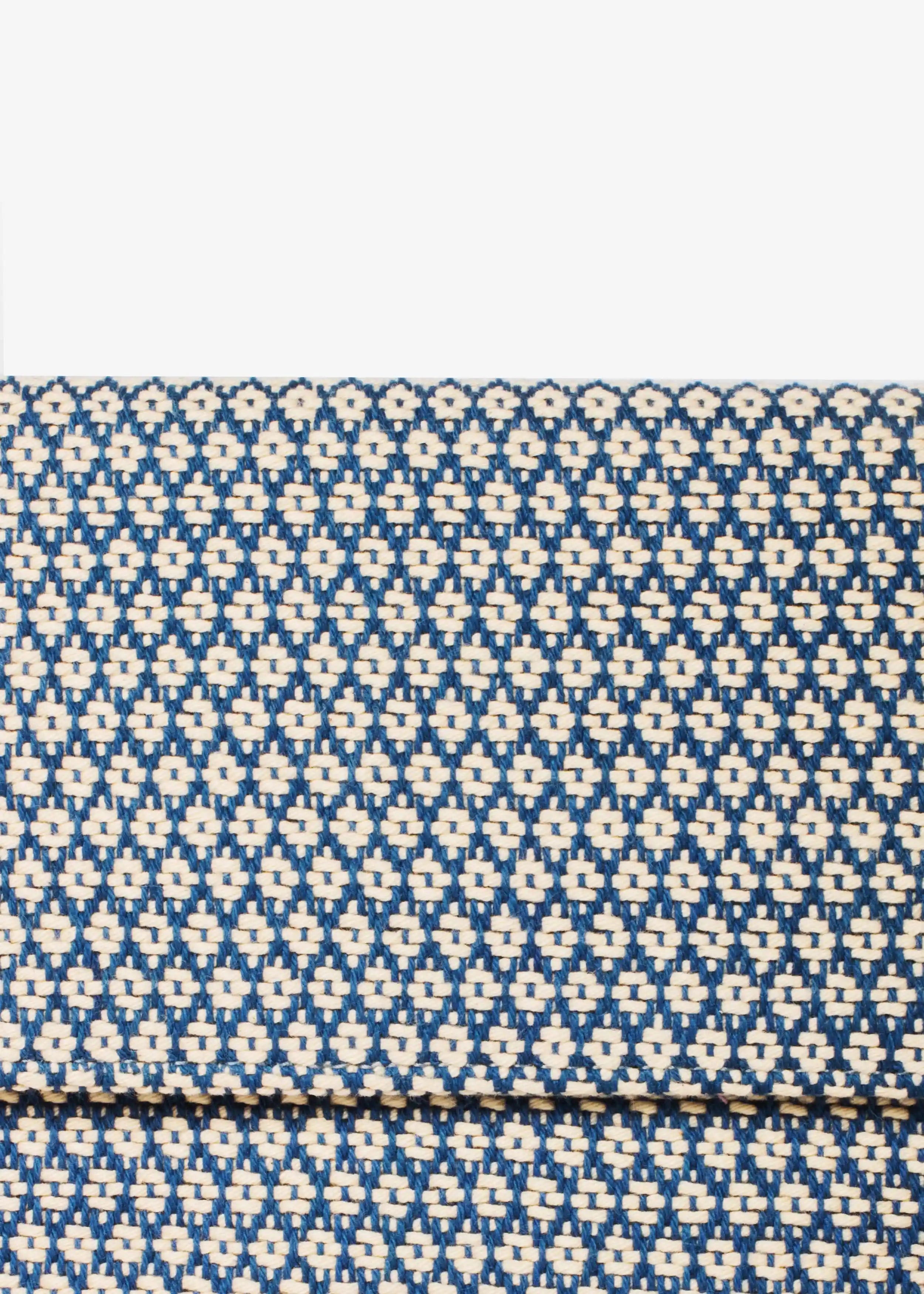 Close-up of Align Topaz handwoven cotton weave on Venice crossbody bag