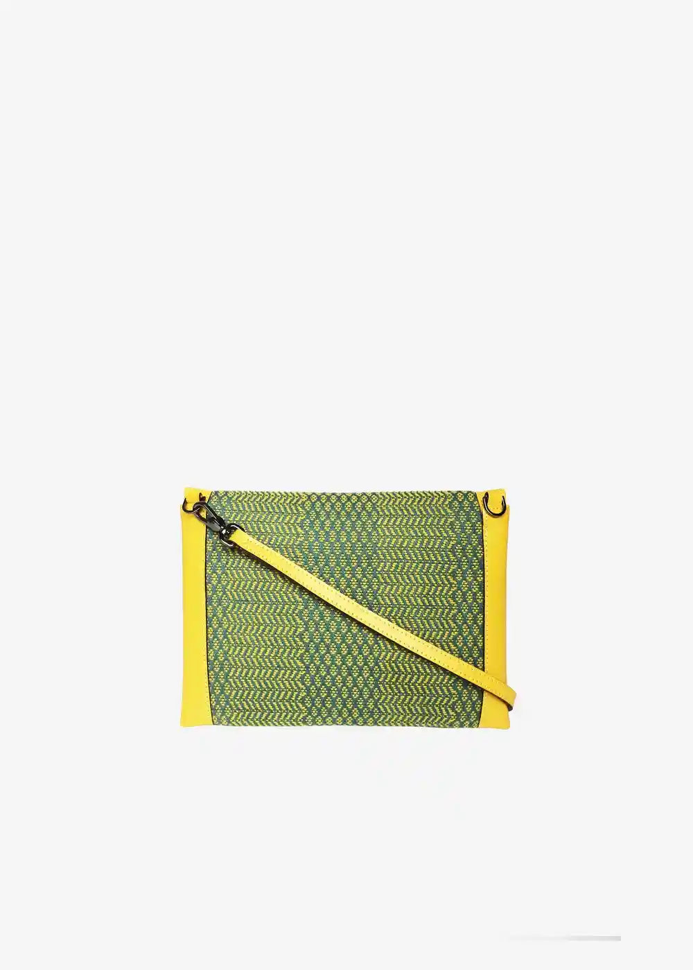 Venice Dream Green Mango crossbody bag back view — yellow genuine nappa leather with matte gold hardware