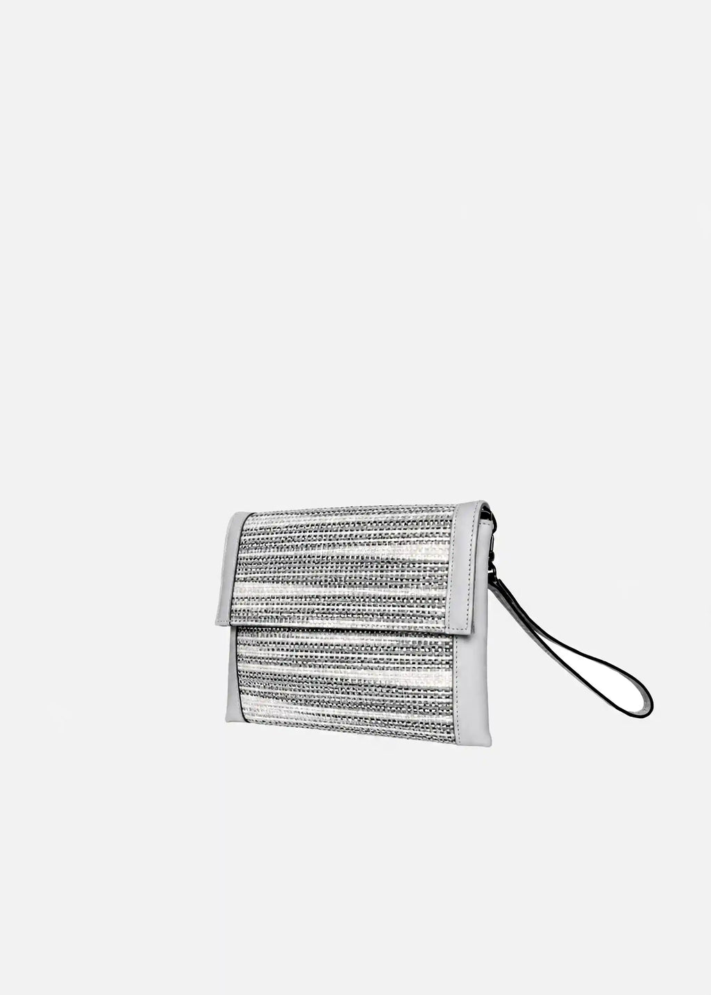 Venice Flow River Stone crossbody bag side profile — slim flat structure with cream nappa leather trim
