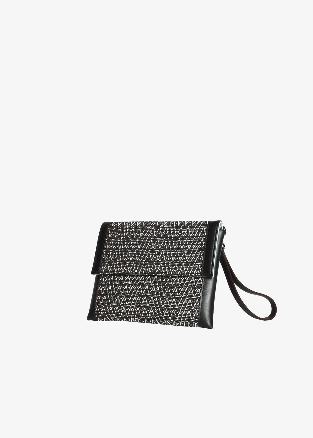 Venice Peak Noir crossbody bag side profile — slim flat structure with black nappa leather trim