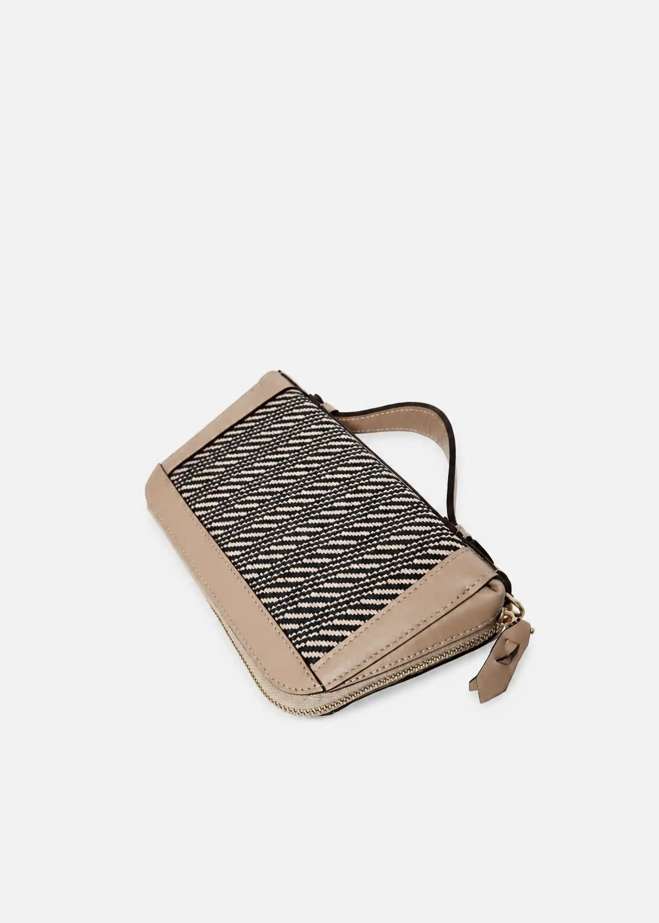Paris Twist Dusk bag laid flat showing structured shape and beige nappa leather trim
