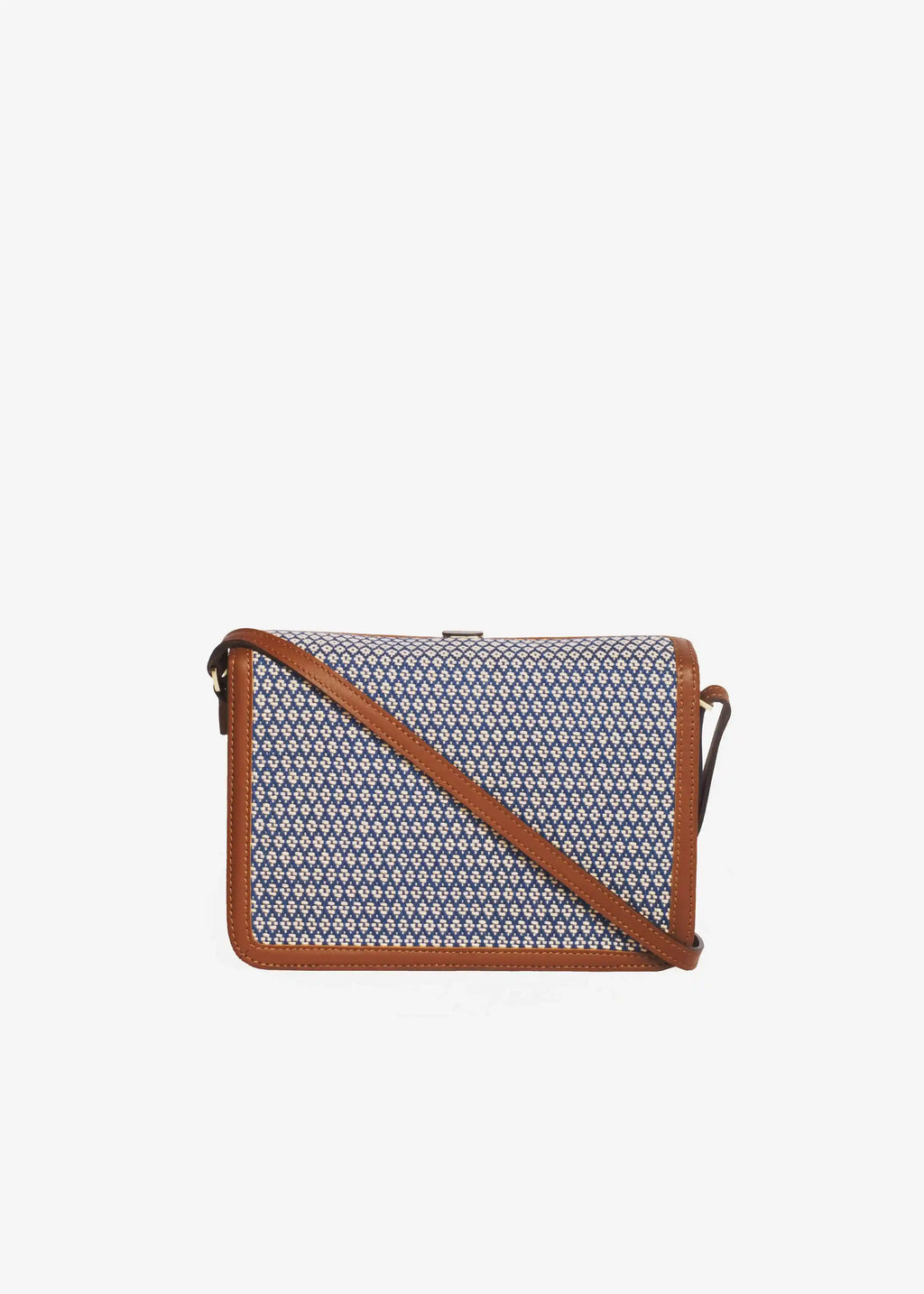 Zürich Align Topaz crossbody bag back view — brown genuine nappa leather with matte gold hardware