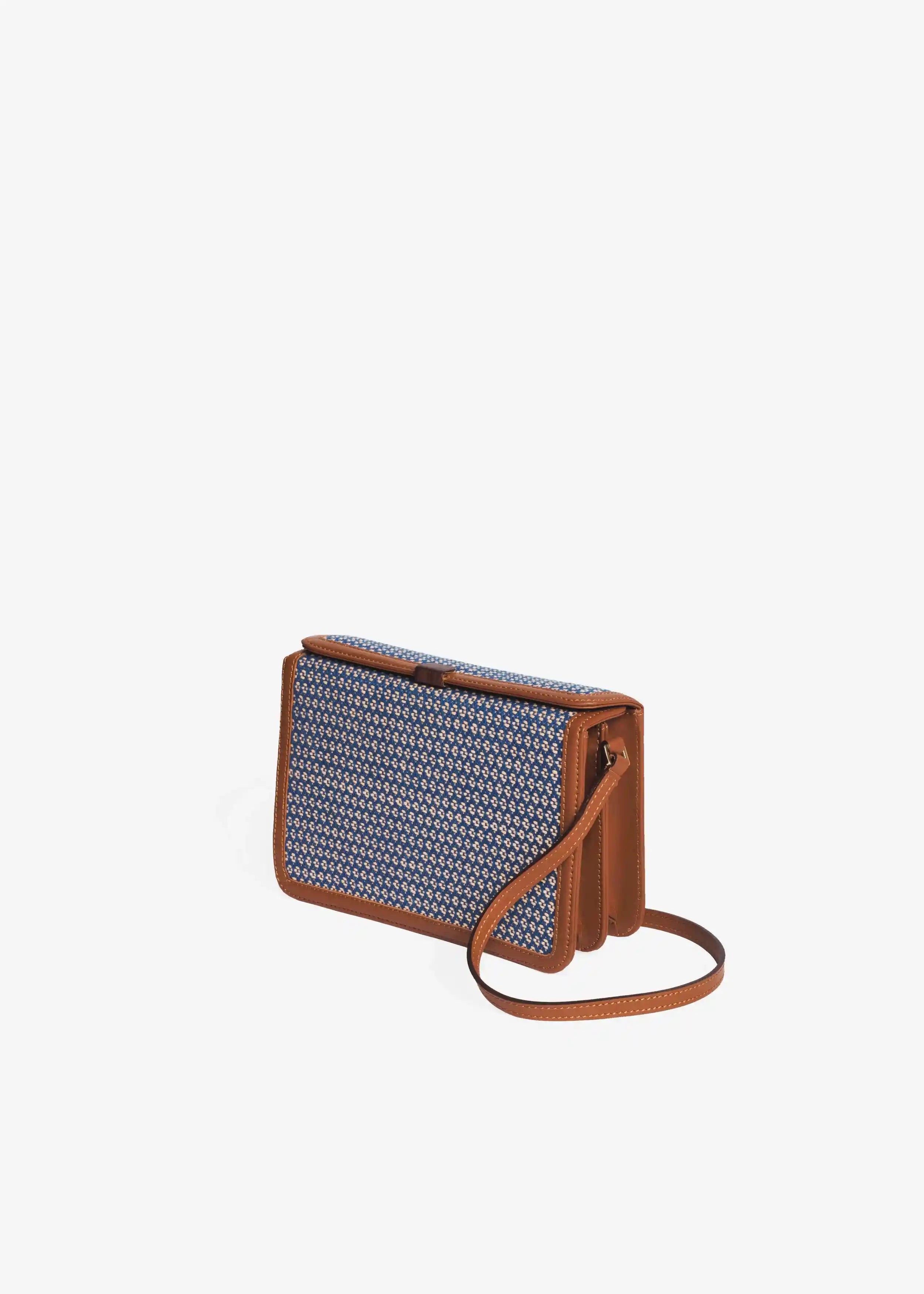 Zürich Align Topaz crossbody bag angled view — compact structured body with brown nappa leather and rosewood closure