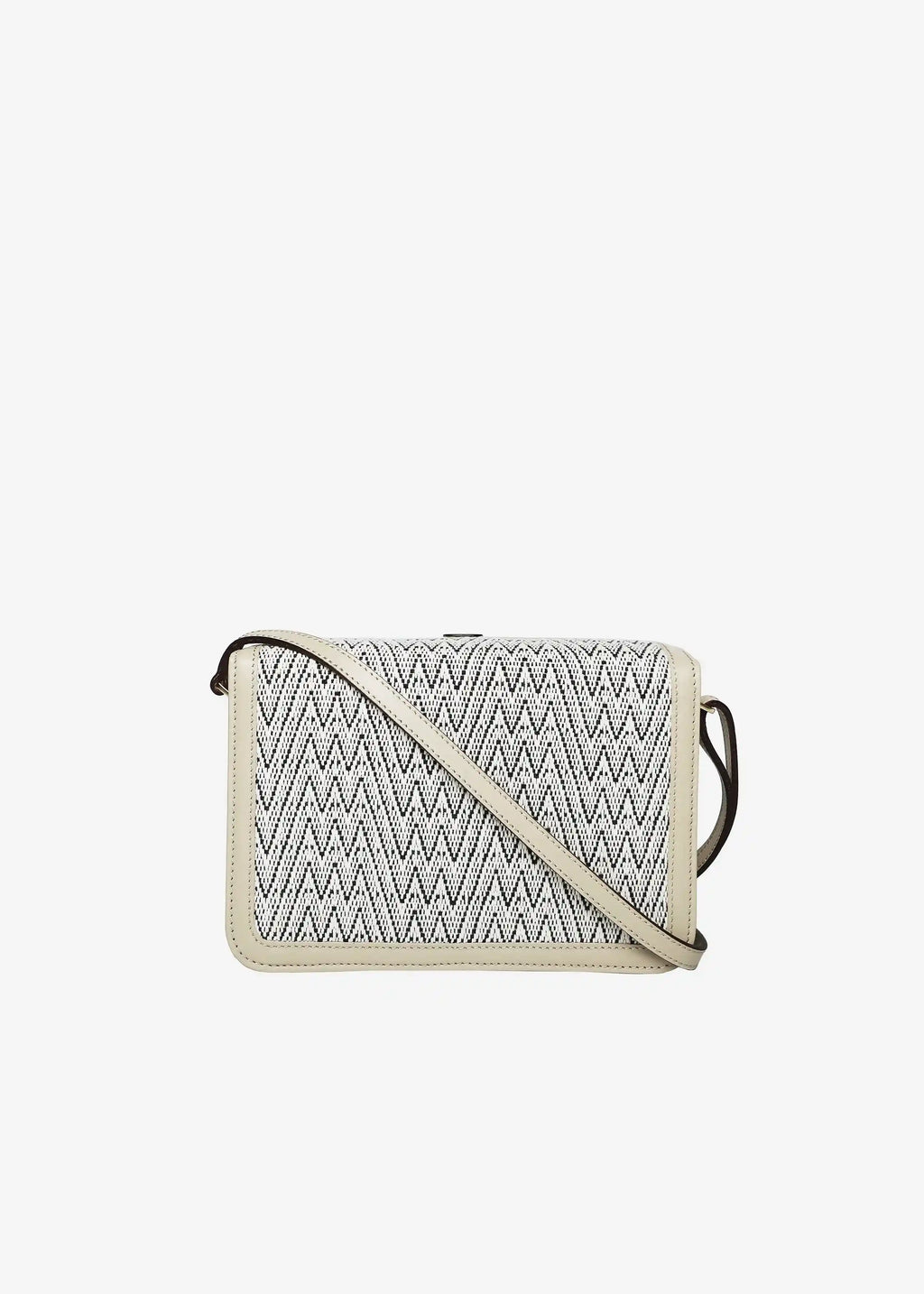 Zürich Peak Mountain Snow crossbody bag back view — cream genuine nappa leather with matte gold hardware