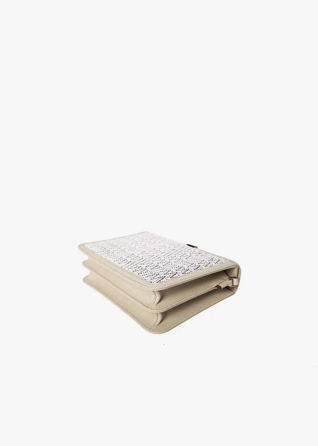 Zürich Peak Mountain Snow crossbody bag laid flat showing structured accordion body and cream nappa leather trim