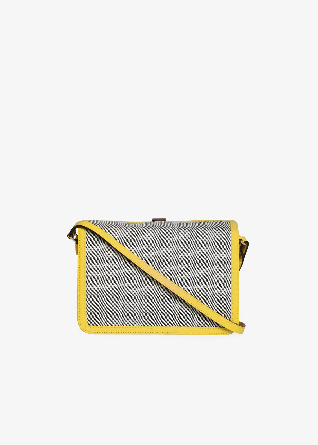 Zürich Rise Salt & Pepper crossbody bag back view — yellow genuine nappa leather with matte gold hardware