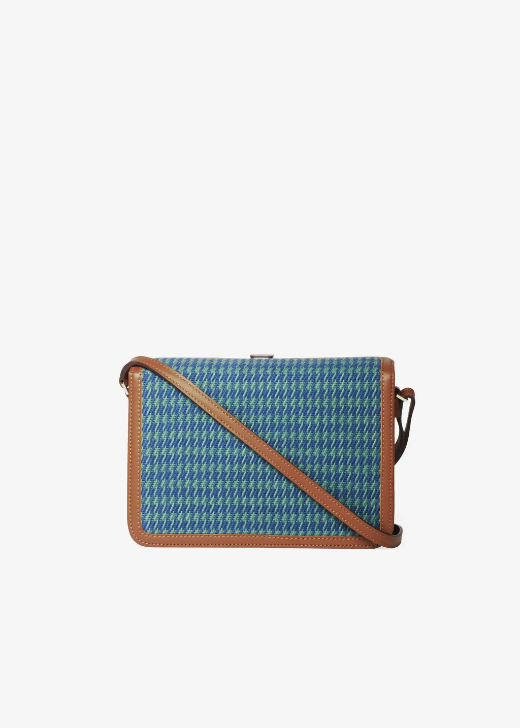Zürich Sing Peacock crossbody bag back view — brown genuine nappa leather with matte gold hardware